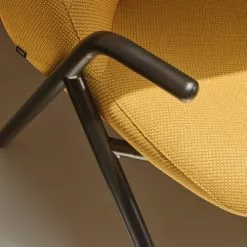 TEULAT Fauteuils Fauteuil Bas Rembourré En Moutarde Et Pied En Métal -Chaise Soldes Magasin fauteuil bas rembourre en moutarde et pied en metal 2