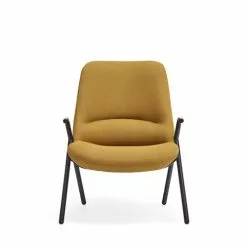 TEULAT Fauteuils Fauteuil Bas Rembourré En Moutarde Et Pied En Métal -Chaise Soldes Magasin fauteuil bas rembourre en moutarde et pied en metal 3