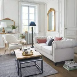 Maisons Du Monde Fauteuils Fauteuil Bergère En Lin Beige Motifs à Rayures -Chaise Soldes Magasin fauteuil bergere en lin beige motifs a rayures 1000 1 34 219794 5