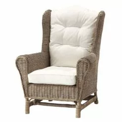 Maisons Du Monde Fauteuils Fauteuil Bergère En Rotin Et Coussins Ivoire