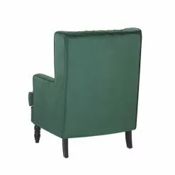 Beliani Fauteuils Fauteuil Bergère En Velours Vert Avec Repose-pieds Assorti -Chaise Soldes Magasin fauteuil bergere en velours vert avec repose pieds assorti 4