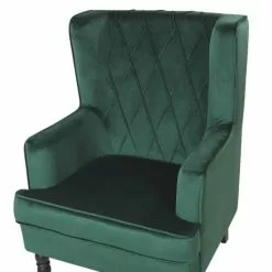 Beliani Fauteuils Fauteuil Bergère En Velours Vert Avec Repose-pieds Assorti -Chaise Soldes Magasin fauteuil bergere en velours vert avec repose pieds assorti 5