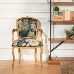 Robin Des Bois Fauteuils Fauteuil Cabriolet Lin Imprimé Fleuri -Chaise Soldes Magasin fauteuil cabriolet lin imprime fleuri 4