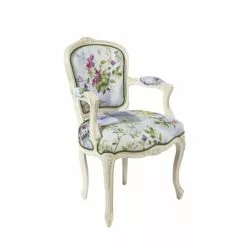 Robin Des Bois Fauteuils Fauteuil Cabriolet Patine Ivoire Et Tissu Lin Fleuri