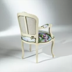 Robin Des Bois Fauteuils Fauteuil Cabriolet Patine Ivoire Et Tissu Lin Fleuri -Chaise Soldes Magasin fauteuil cabriolet patine ivoire et tissu lin fleuri 4