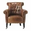 Maisons Du Monde Fauteuils Fauteuil Capitonné à Roulettes En Cuir Marron