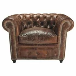 Maisons Du Monde Fauteuils Fauteuil Capitonné En Cuir Noir -Chaise Soldes Magasin fauteuil capitonne en cuir marron chesterfield 1000 9 25 50140319 13