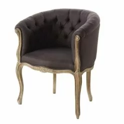 Maisons Du Monde Fauteuils Fauteuil Capitonné En Lin Coloris Taupe Grisé