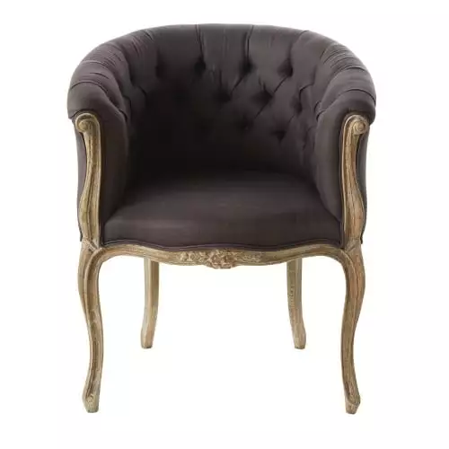 Maisons Du Monde Fauteuils Fauteuil Capitonné En Lin Coloris Taupe Grisé 2 Maisons Du Monde Fauteuils Fauteuil Capitonné En Lin Coloris Taupe Grisé – Image 2