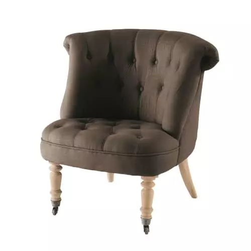 Maisons Du Monde Fauteuils Fauteuil Capitonné En Lin Taupe 1 Maisons Du Monde Fauteuils Fauteuil Capitonné En Lin Taupe