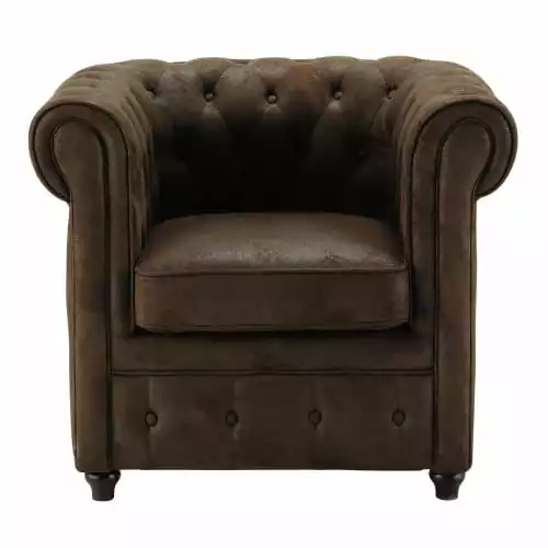 Maisons Du Monde Fauteuils Fauteuil Capitonné En Suédine Marron 2 Maisons Du Monde Fauteuils Fauteuil Capitonné En Suédine Marron – Image 2