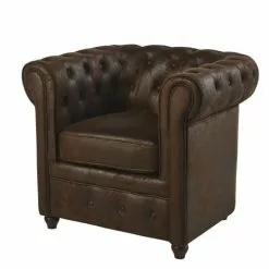 Maisons Du Monde Fauteuils Fauteuil Capitonné En Suédine Marron