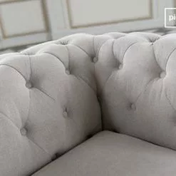 PIB Fauteuils Fauteuil Chesterfield En Lin Gris -Chaise Soldes Magasin fauteuil chesterfield en lin gris 5