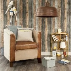 Maisons Du Monde Fauteuils Fauteuil Club En Coton Recyclé Et Cuir Marron -Chaise Soldes Magasin fauteuil club en coton recycle et cuir marron 1000 15 7 129895 5