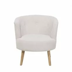 Beliani Fauteuils Fauteuil Club En Tissu Blanc Cassé -Chaise Soldes Magasin fauteuil club en tissu blanc casse 2