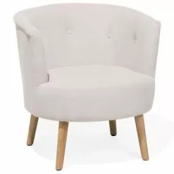 Beliani Fauteuils Fauteuil Club En Tissu Blanc Cassé