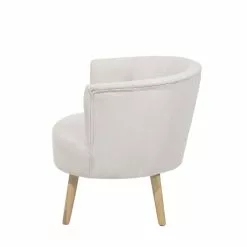 Beliani Fauteuils Fauteuil Club En Tissu Blanc Cassé -Chaise Soldes Magasin fauteuil club en tissu blanc casse 3