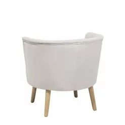 Beliani Fauteuils Fauteuil Club En Tissu Blanc Cassé -Chaise Soldes Magasin fauteuil club en tissu blanc casse 4