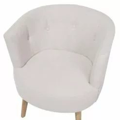 Beliani Fauteuils Fauteuil Club En Tissu Blanc Cassé -Chaise Soldes Magasin fauteuil club en tissu blanc casse 5