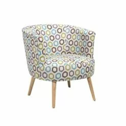 Beliani Fauteuils Fauteuil Club En Tissu Multicolore Motif Géométrique