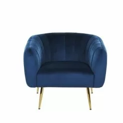 Beliani Fauteuils Fauteuil Club En Velours Bleu -Chaise Soldes Magasin fauteuil club en velours bleu 2
