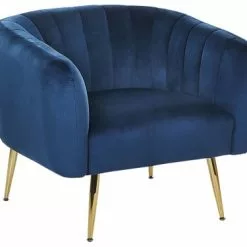 Beliani Fauteuils Fauteuil Club En Velours Bleu