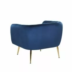 Beliani Fauteuils Fauteuil Club En Velours Bleu -Chaise Soldes Magasin fauteuil club en velours bleu 3