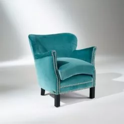 Robin Des Bois Fauteuils Fauteuil Club En Velours Clouté Bleu Arctique -Chaise Soldes Magasin fauteuil club en velours cloute bleu arctique 2