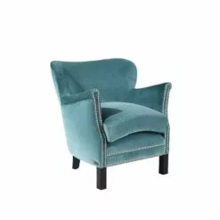 Robin Des Bois Fauteuils Fauteuil Club En Velours Clouté Bleu Arctique