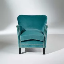 Robin Des Bois Fauteuils Fauteuil Club En Velours Clouté Bleu Arctique -Chaise Soldes Magasin fauteuil club en velours cloute bleu arctique 3