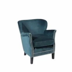 Robin Des Bois Fauteuils Fauteuil Club En Velours Clouté Bleu Paon