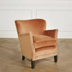 Robin Des Bois Fauteuils Fauteuil Club En Velours Clouté Caramel -Chaise Soldes Magasin fauteuil club en velours cloute caramel 2