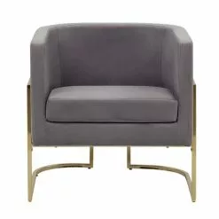 Beliani Fauteuils Fauteuil Club En Velours Gris -Chaise Soldes Magasin fauteuil club en velours gris 3