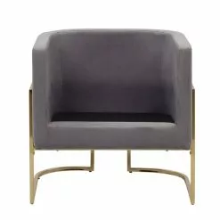 Beliani Fauteuils Fauteuil Club En Velours Gris -Chaise Soldes Magasin fauteuil club en velours gris 4