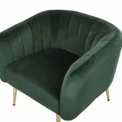 Beliani Fauteuils Fauteuil Club En Velours Vert -Chaise Soldes Magasin fauteuil club en velours vert 4