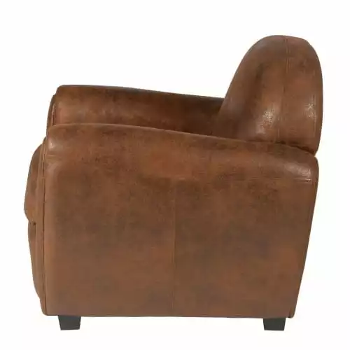 Grenier Alpin Fauteuils Fauteuil Club Vintage Microfibre Marron 3 Grenier Alpin Fauteuils Fauteuil Club Vintage Microfibre Marron – Image 3