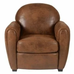 Grenier Alpin Fauteuils Fauteuil Club Vintage Microfibre Marron