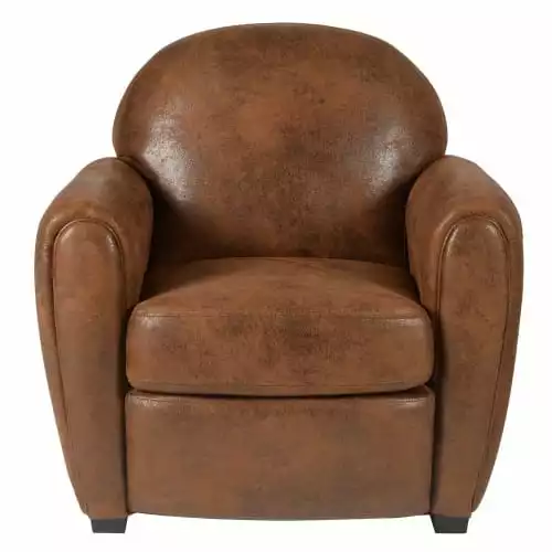 Grenier Alpin Fauteuils Fauteuil Club Vintage Microfibre Marron 1 Grenier Alpin Fauteuils Fauteuil Club Vintage Microfibre Marron