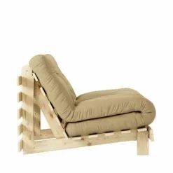 Karup Design Fauteuils Fauteuil Convertible 90x200cm En Bois Naturel Et Tissu Blé -Chaise Soldes Magasin fauteuil convertible 90x200cm en bois naturel et tissu ble 2