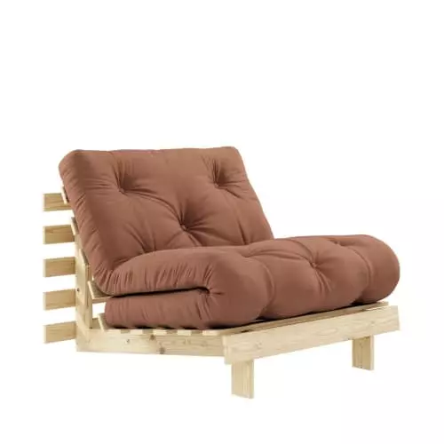 Karup Design Fauteuils Fauteuil Convertible 90x200cm En Bois Naturel Et Tissu Marron Argile 1 Karup Design Fauteuils Fauteuil Convertible 90x200cm En Bois Naturel Et Tissu Marron Argile