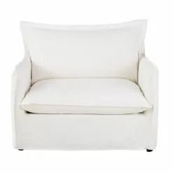Maisons Du Monde Fauteuils Fauteuil Convertible En Lin Froissé Blanc