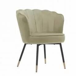 Baita Fauteuils Fauteuil Coquillage En Velours 1 Place Beige Et Doré