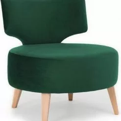 Custom Form Fauteuils Fauteuil Cosy Rembourré Tissu Couleur Vert Pieds Bois Clair