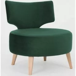 Custom Form Fauteuils Fauteuil Cosy Rembourré Tissu Couleur Vert Pieds Bois Clair -Chaise Soldes Magasin fauteuil cosy rembourre tissu couleur vert pieds bois clair 3