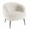 MACABANE Fauteuils Fauteuil Cosy Tissu Bouclette Blanc Pieds Métal Noir