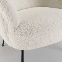 MACABANE Fauteuils Fauteuil Cosy Tissu Bouclette Blanc Pieds Métal Noir -Chaise Soldes Magasin fauteuil cosy tissu bouclette blanc pieds metal noir 4