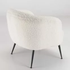 MACABANE Fauteuils Fauteuil Cosy Tissu Bouclette Blanc Pieds Métal Noir -Chaise Soldes Magasin fauteuil cosy tissu bouclette blanc pieds metal noir 5