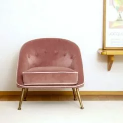 PIB Fauteuils Fauteuil Crapaud En Velours Rose -Chaise Soldes Magasin fauteuil crapaud en velours rose 4