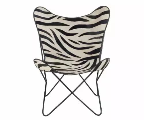 Meubles & Design Fauteuils Fauteuil Cuir Papillon Motifs Zébrés 2 Meubles & Design Fauteuils Fauteuil Cuir Papillon Motifs Zébrés – Image 2