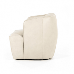 Meubles & Design Fauteuils Fauteuil Cuir Rond Design Blanc -Chaise Soldes Magasin fauteuil cuir rond design blanc 3